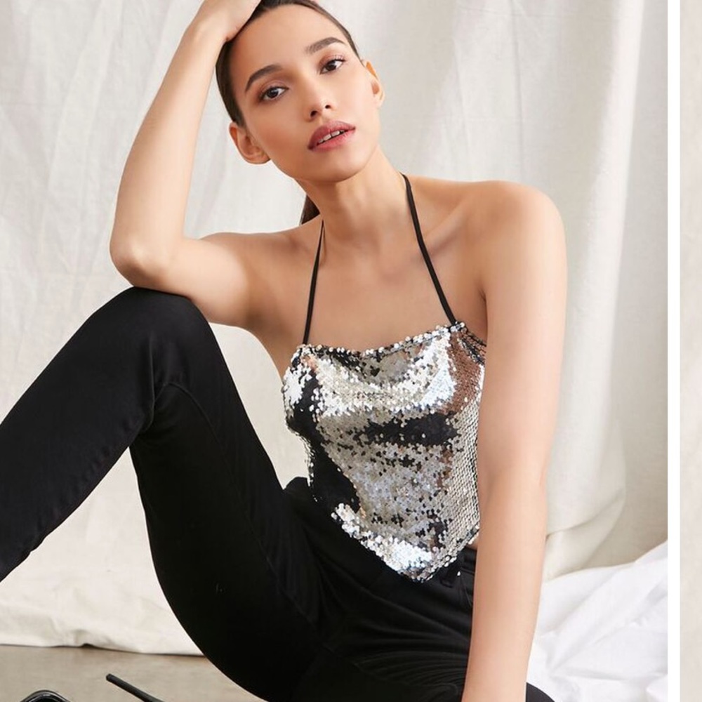 Forever 21 Metallic Halter Top